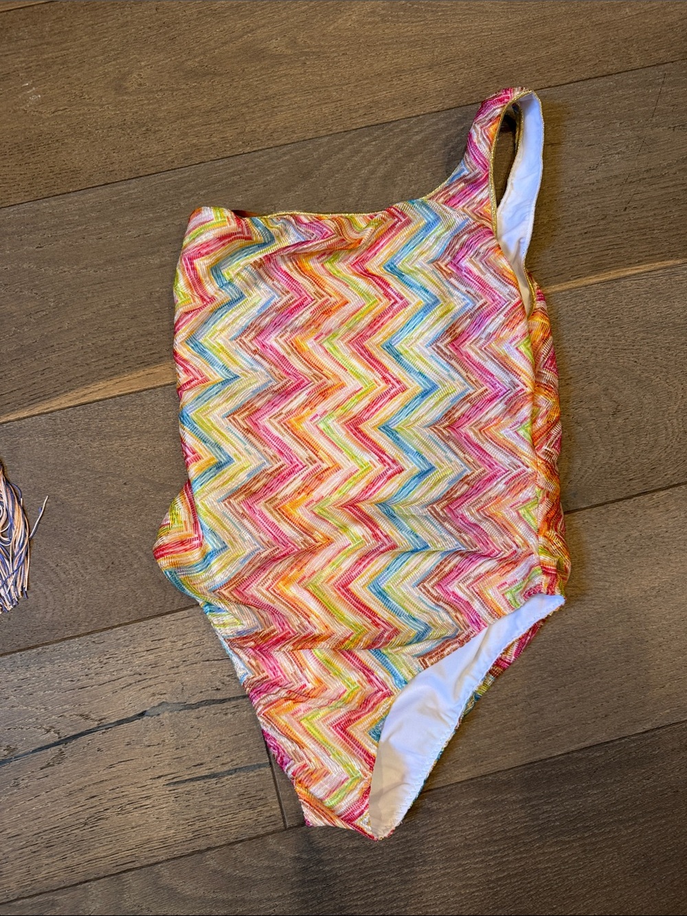 Missoni Multicolor Chevron One-Shoulder Top with Bright Stripes